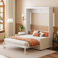 Full Size Murphy Bed Wall Bed with Cushion,White