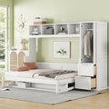 Full Size Murphy Bed Wall Bed with Closet and Drawers,White(OLD SKU:LP000792AAK-1)