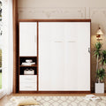 Full Size Murphy Bed Wall Bed with Cabinet,White(OLD SKU:LP000691)